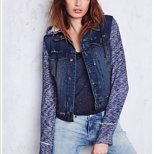 Free People Knit Hooded Jean Jacket